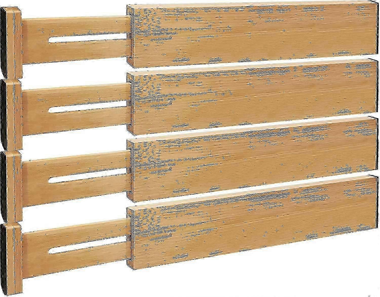 Bamboo Drawer Dividers, Expandable & Adjustable Drawer Dividers Organizers, Set of 4 (13.38-17in) - ya01