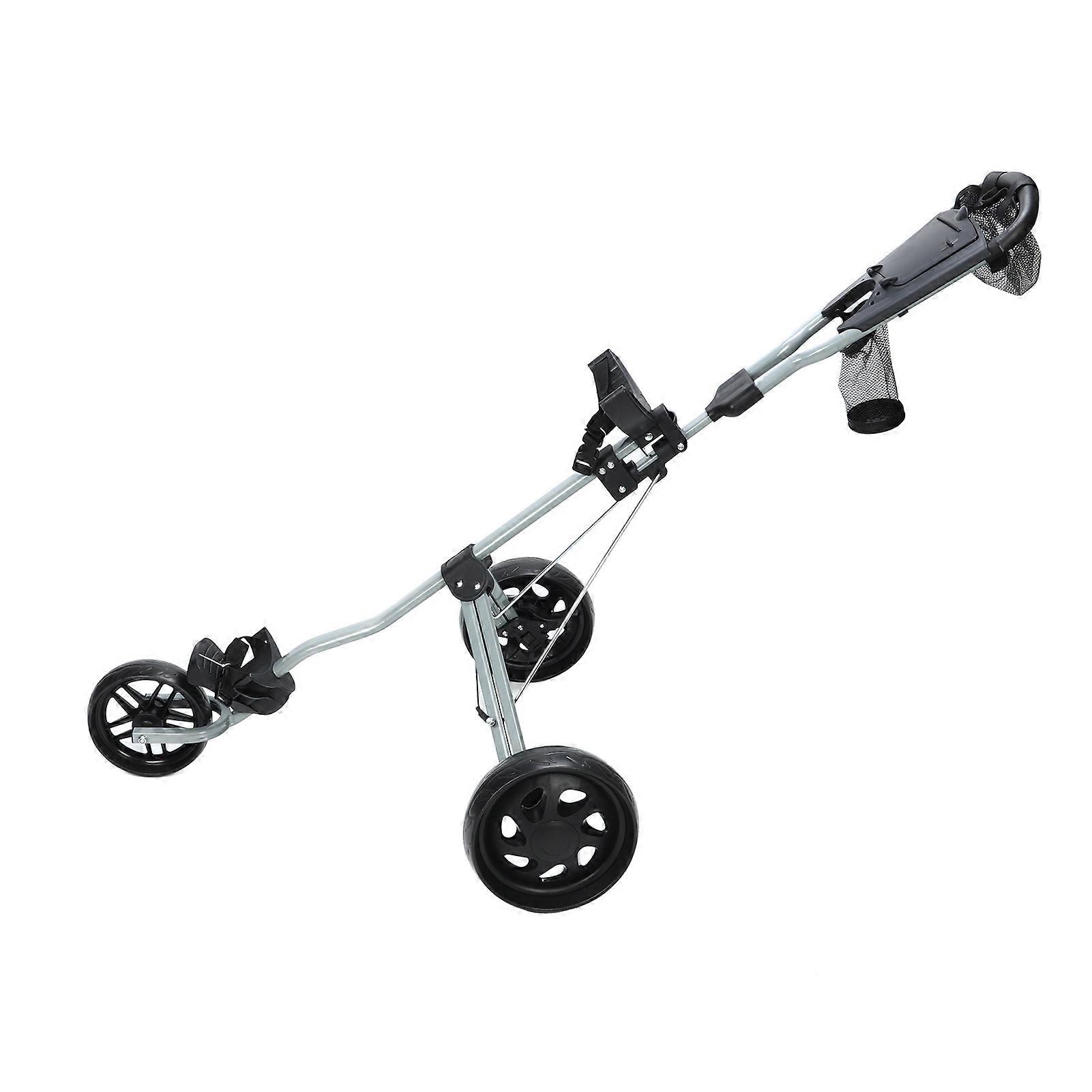 Golf Bag Cart EVA Non Slip Grip Metal Rivet Reinforcement Collapsible 3 Wheel Golf Push Cart for Golf Course 