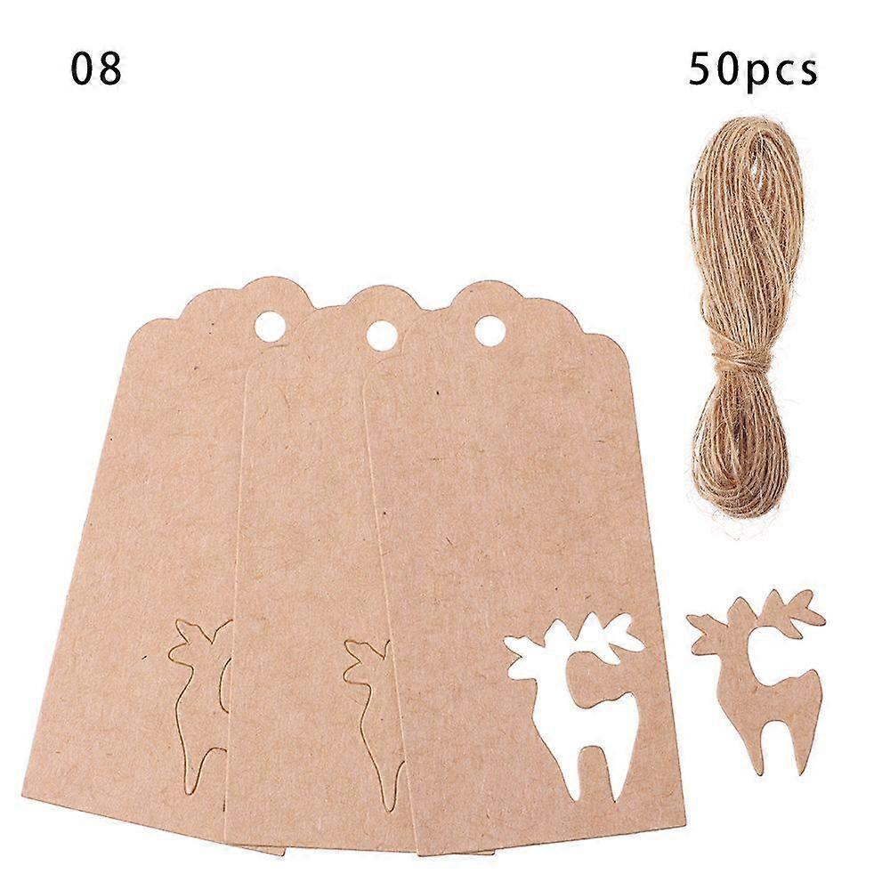 Xmas Tree Hanging Kraft Paper Tags Christmas Card Label Thanks Tag Snowflake