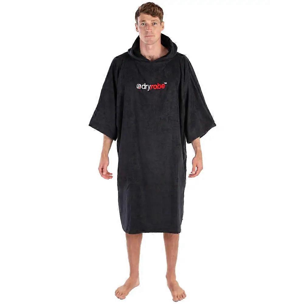 Dryrobe 有机棉短袖成人毛巾雨披 - 黑色
