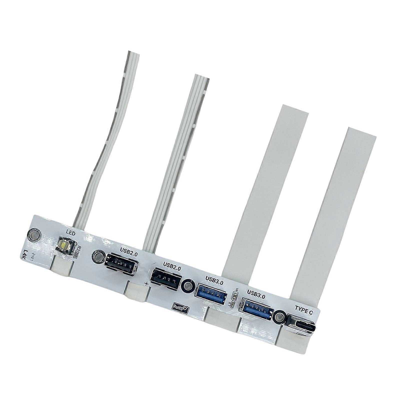 Desktop Chassis Front Panel 2 Port USB3.0+2 Port USB2.0+1 Port TYPE C Port LED Control Switches for PC Case Desktop  White