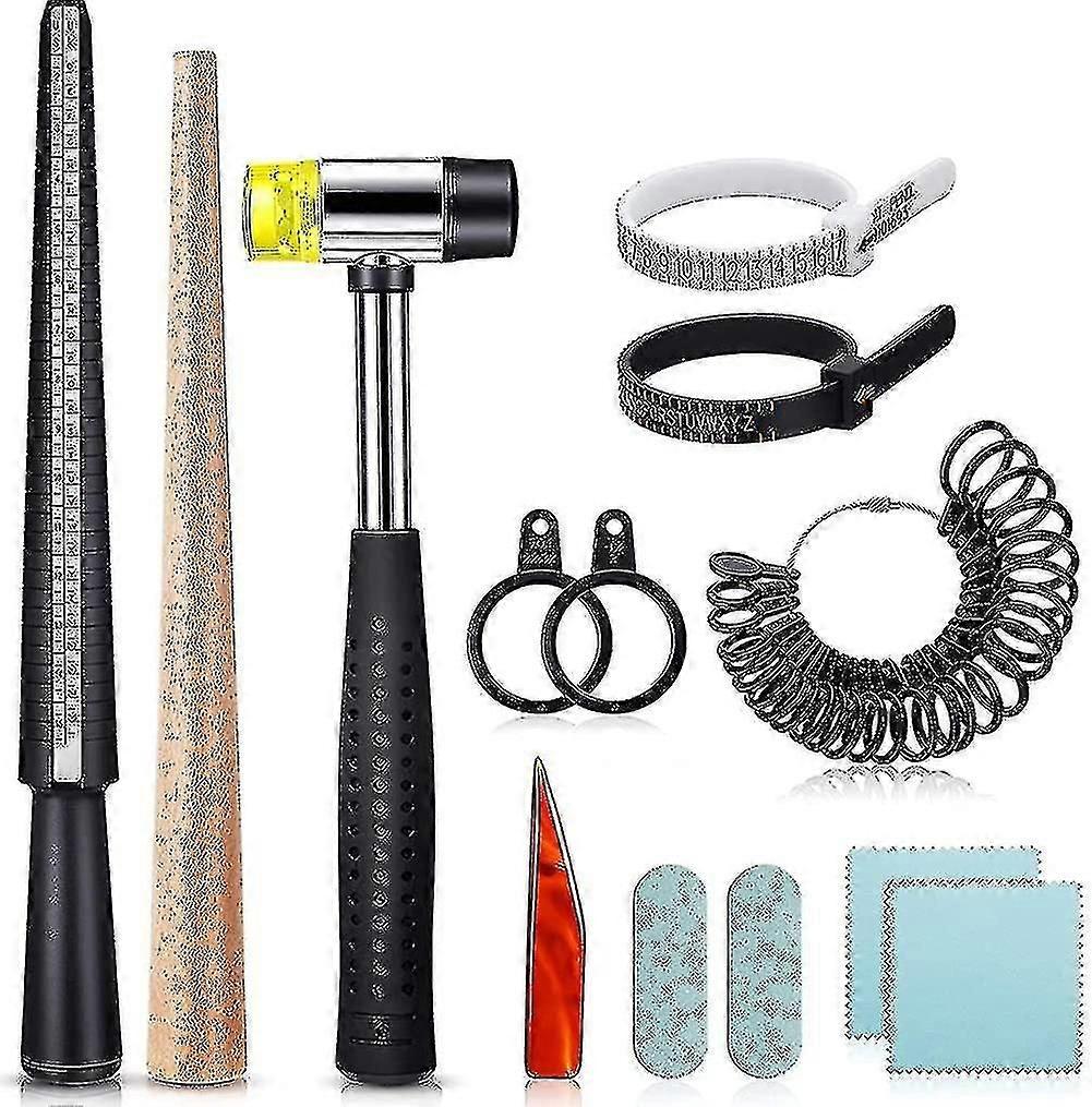 Ring Making Tools Sizer Gauge with Mandrel and Rubber Hammer