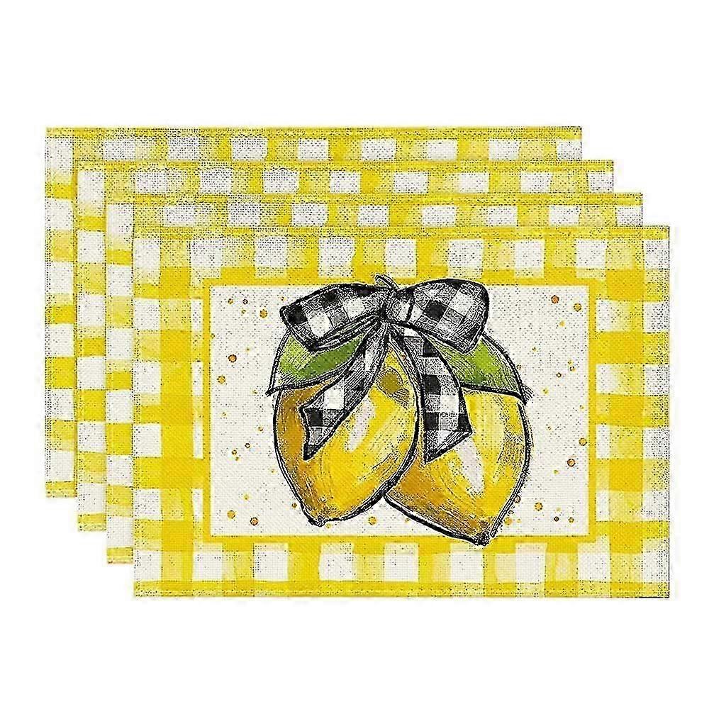 4 Set Washable Rustic Placemats for Dining Table 12x18 Inch
