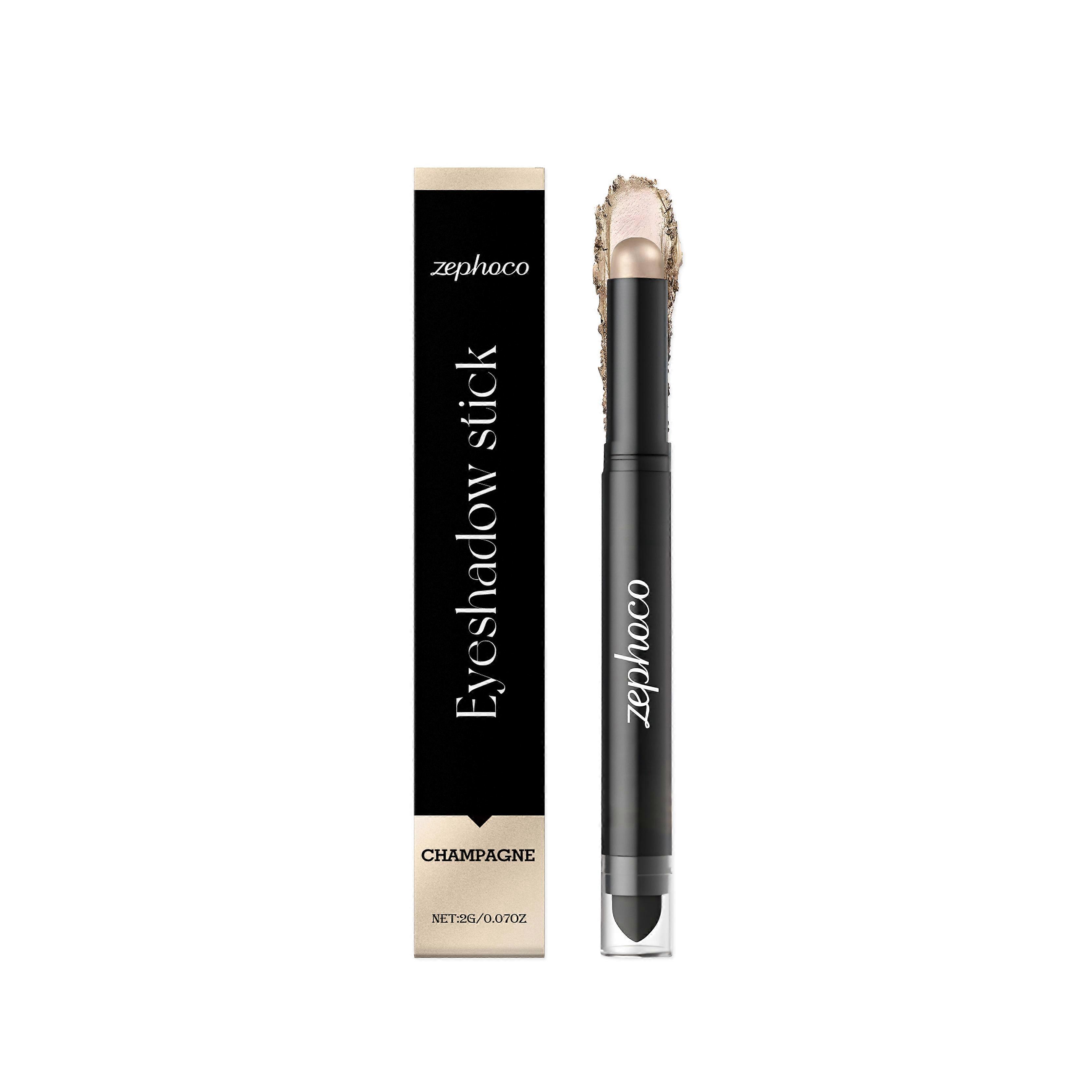 Champagne-colored eyeshadow stick with a light and smooth texture and built-in brush, providing rich, dimensional color and enhancing eye makeup.