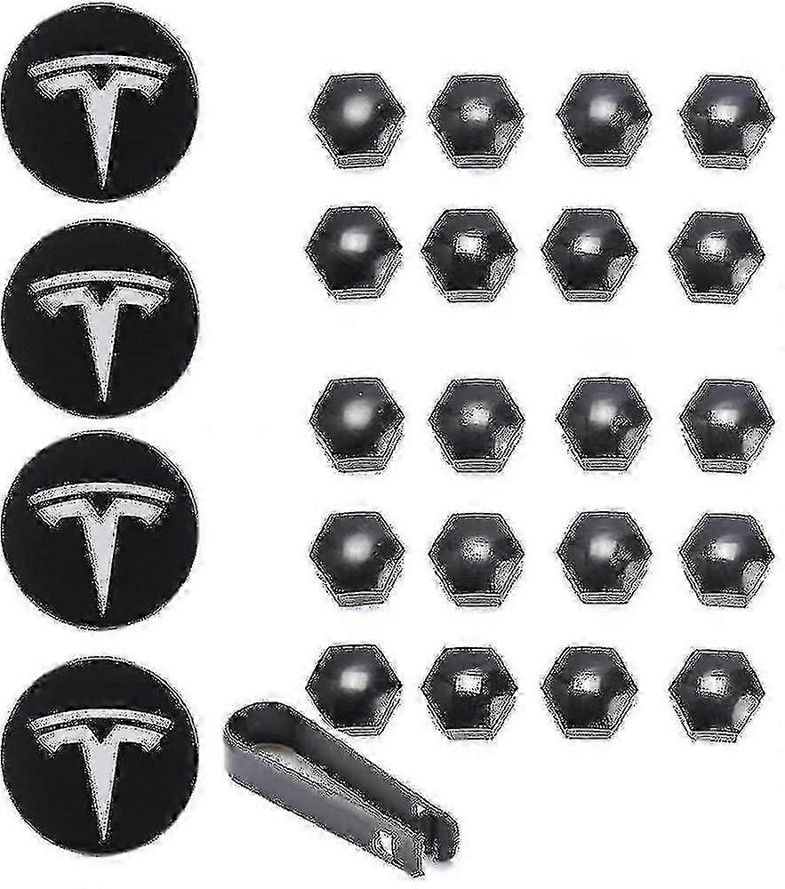 Tesla Model 3 Ysx Radabdeckung Kit Center Cap Rad Lug Nut Caps Schwarz Rot Weiß Grau W/4 Center Caps 20 Lug Nut Caps
