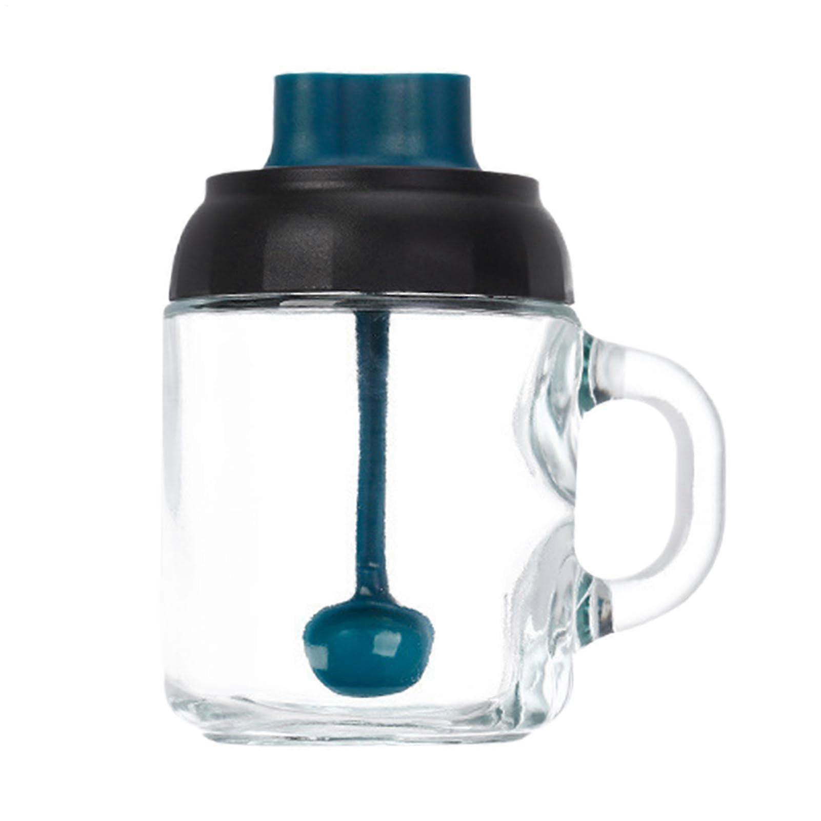 Salt And Sugar Container Sets  Clear Salt Jar With Lid And Spoon, Blue Tabletop Kitchen Storage For Cooking And Baking