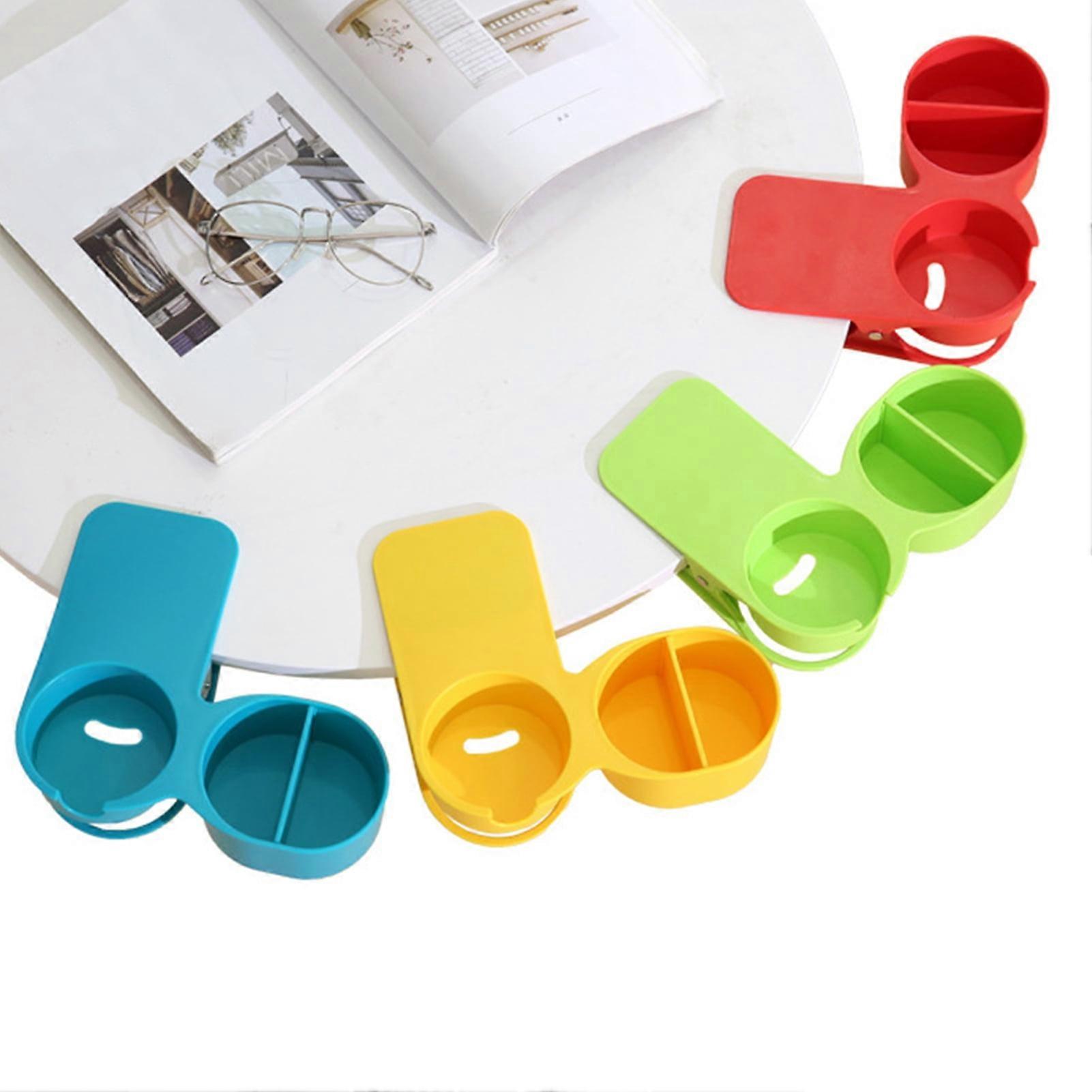 Hesroicy Space-saving Cup Holder Clip with Storage Case ABS Table Desk Bottle Stand Clamp Office Storage