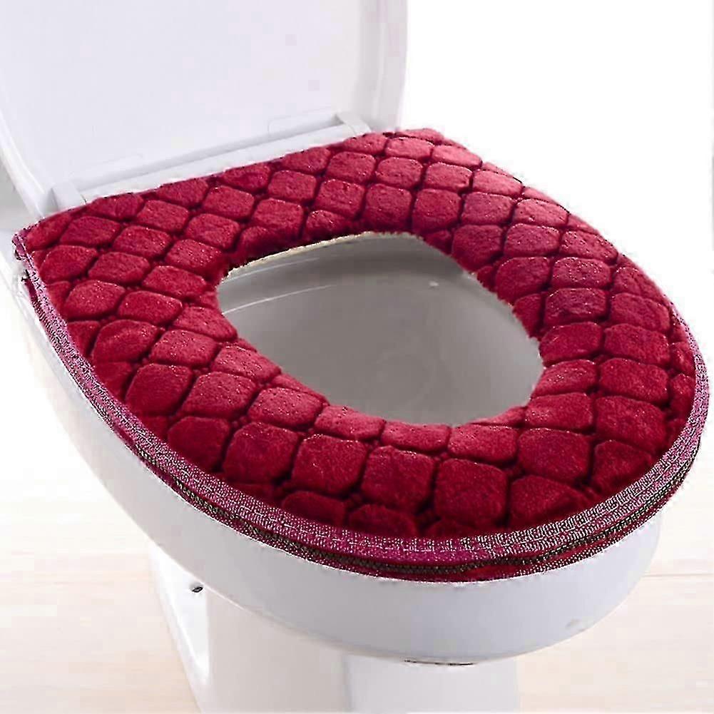 WC kárpit plüss mosdóbetét univerzális WC ülőpárna cipzárral (piros)