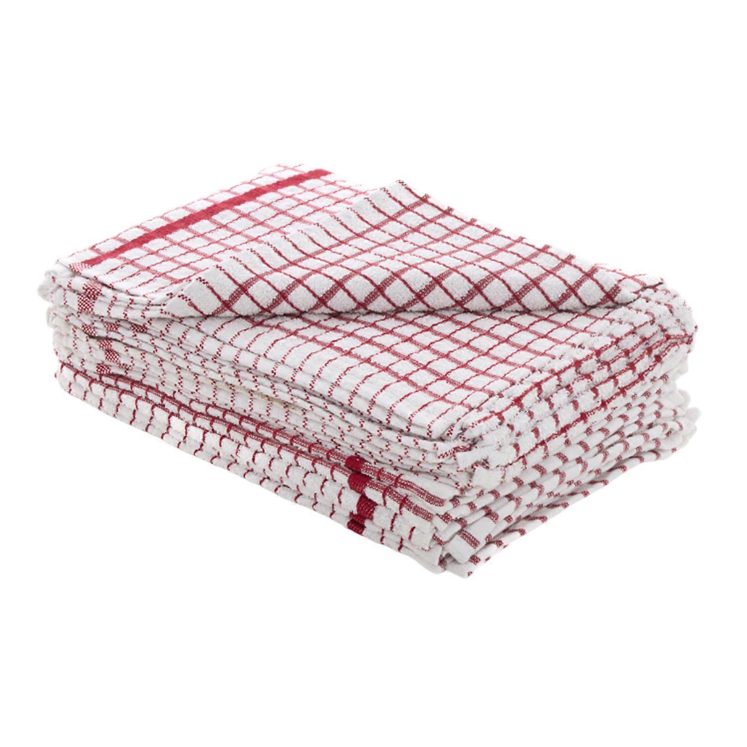 No 50 Terry Check Tea Towel Red