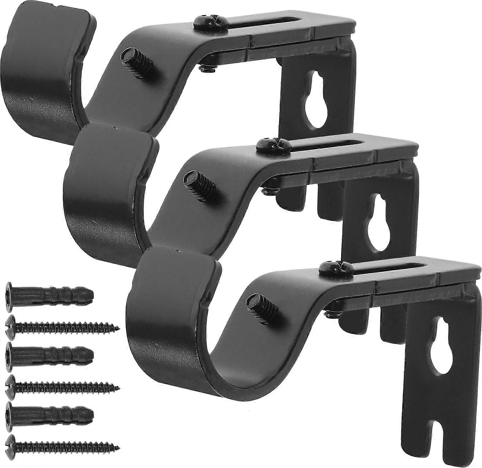 3PCS Adjustable Curtain Rod Wall Brackets for Window Support Hanger
