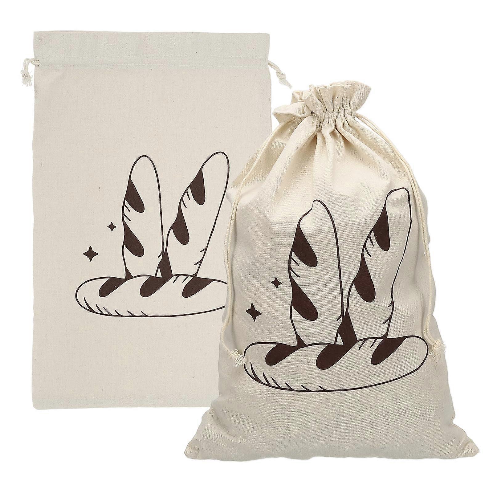2 Pack Reusable Bread Bags, Linen Drawstring Bags With Liner, 17.7 x 11.8 In, Brown, Bread Storage For Sourdough