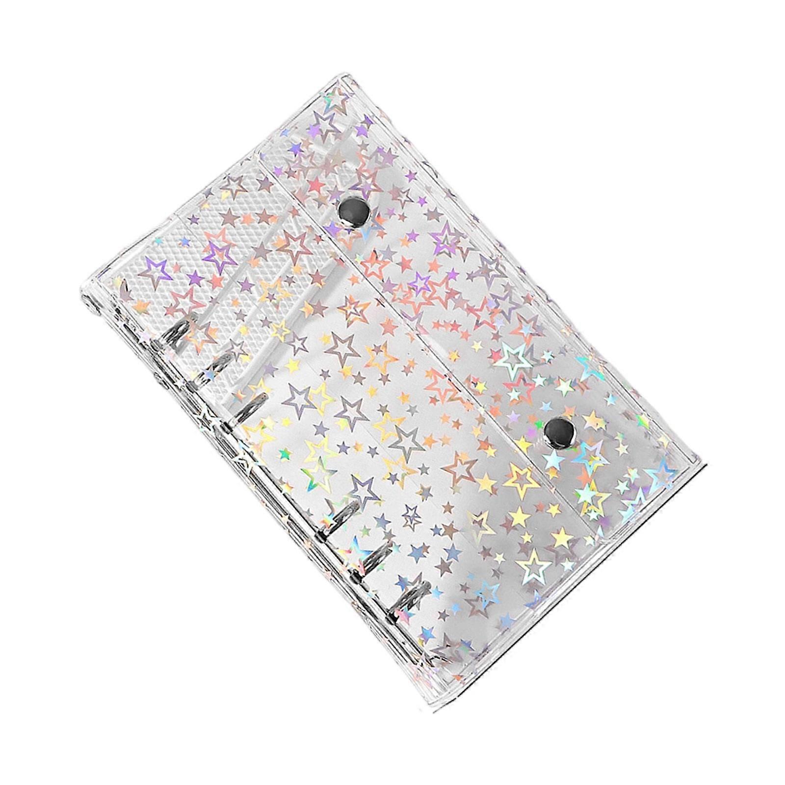 Clear Refillable Notebook Protectors Featuring Double Fastener Secure Closure Star Pattern Material Multicolor