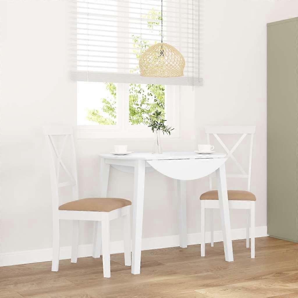 Dining chairs with cushions 2 pcs. White solid wood rubber tree
