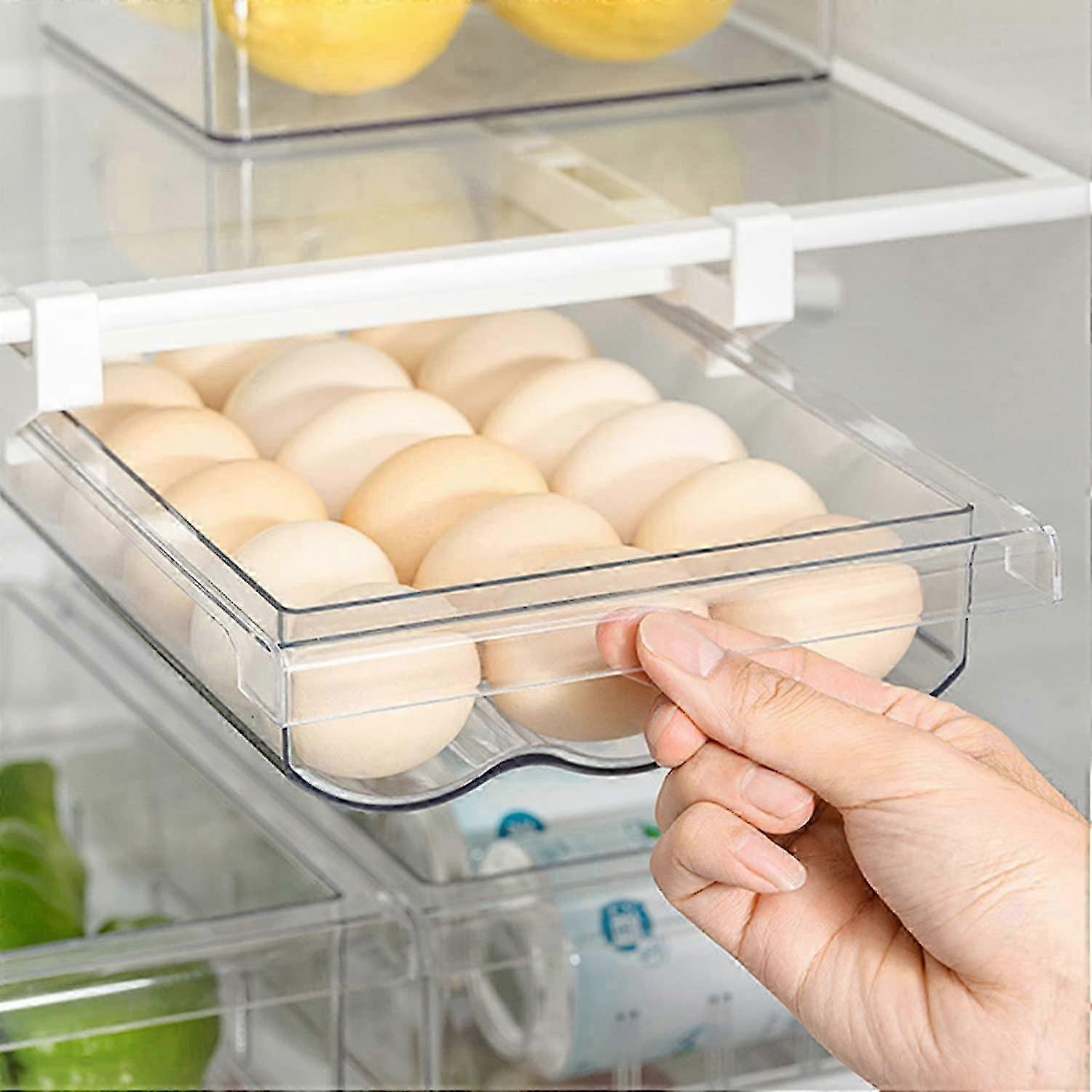 Acacia Wood Egg Holder Tray for Kitchen Refrigerator Storage