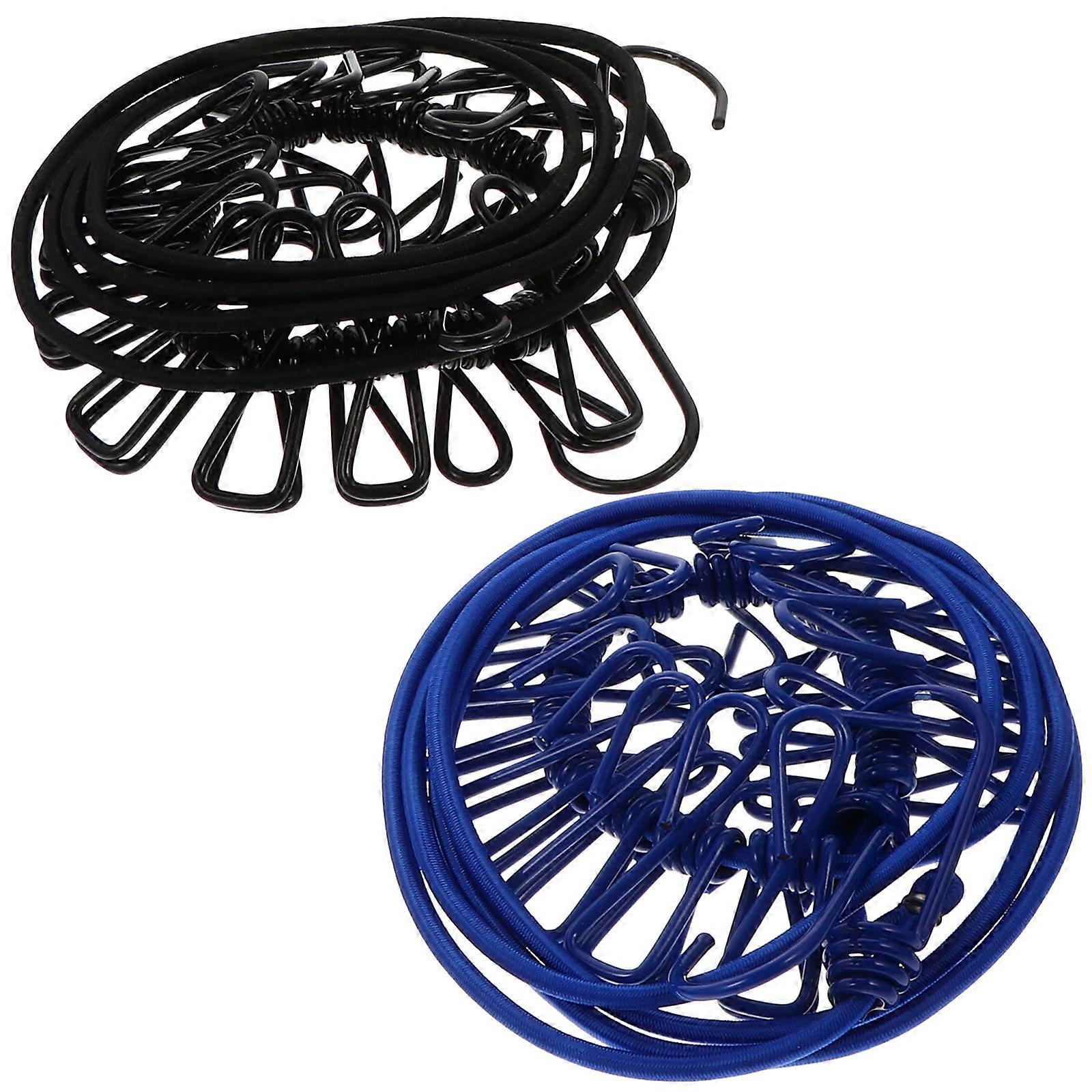 2pcs 1.82m Outdoor Windproof Multifunctional Clothes Drying Ropes (Black + Blue)