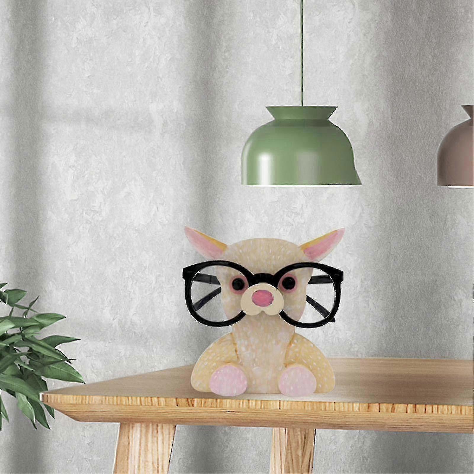 Solid Wood Glass Display Stand with Anti-slip Design - Cute Animal-Shaped Desktop Ornament for Home