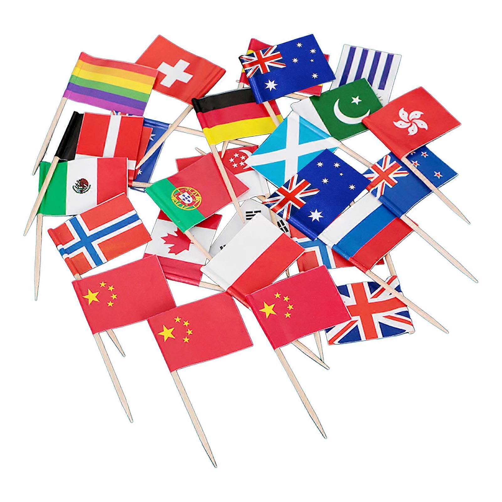 Toothpicks Flags for Diversed Party Decors Display Appreciation for 100 Countries Various Culture Multicolor