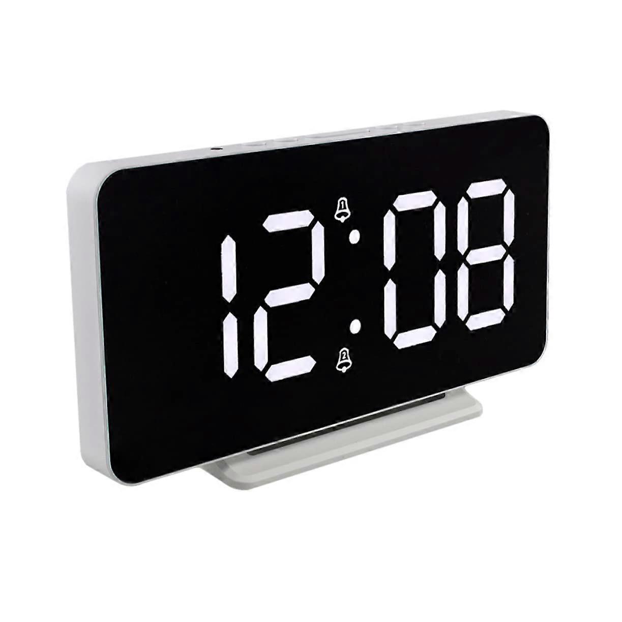 LED Digital Alarm Clock with Large Mirror Display, Temperature Sensor and Snooze for Bedroom, Living Room, Office Decor