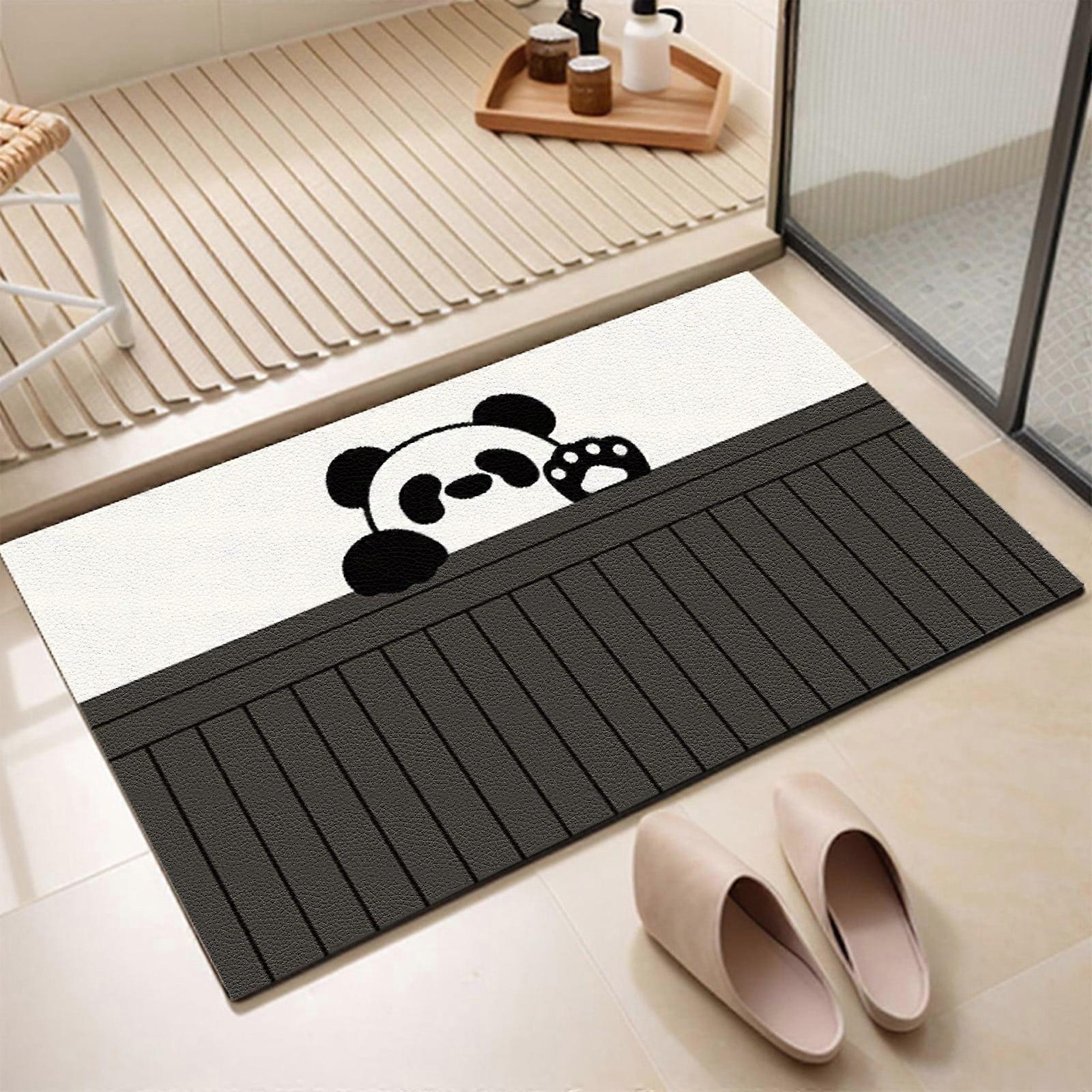 Pandas Diatom Mud Carpet Absorbs Water Quickly Dirt Resistants Cute Carpet Durablely Safe and Non Slip, Bath Rugs in Clearance