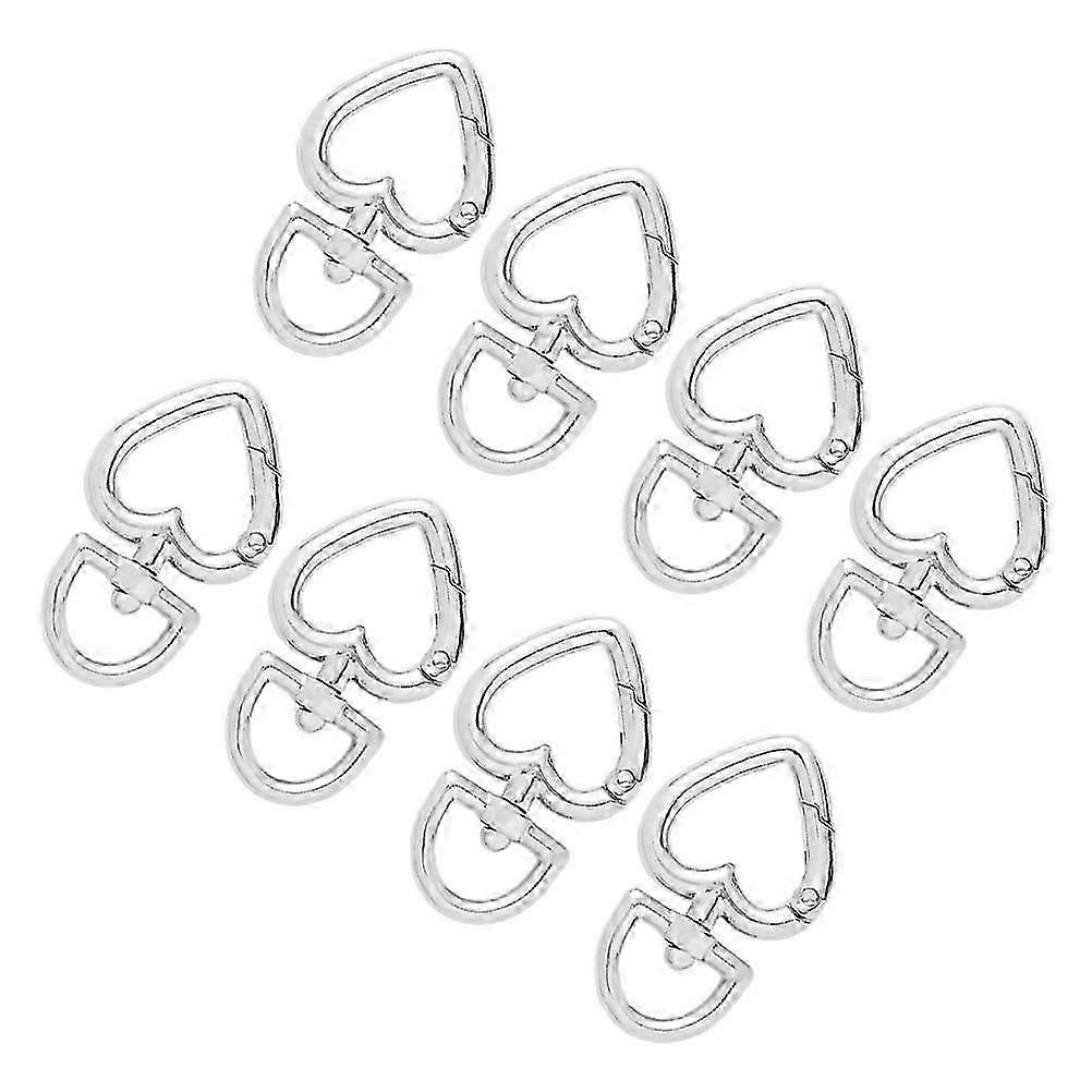 Heart Shape Keychain Clip for DIY Use 8Pcs Silver Metal Swivel Spring Clasps