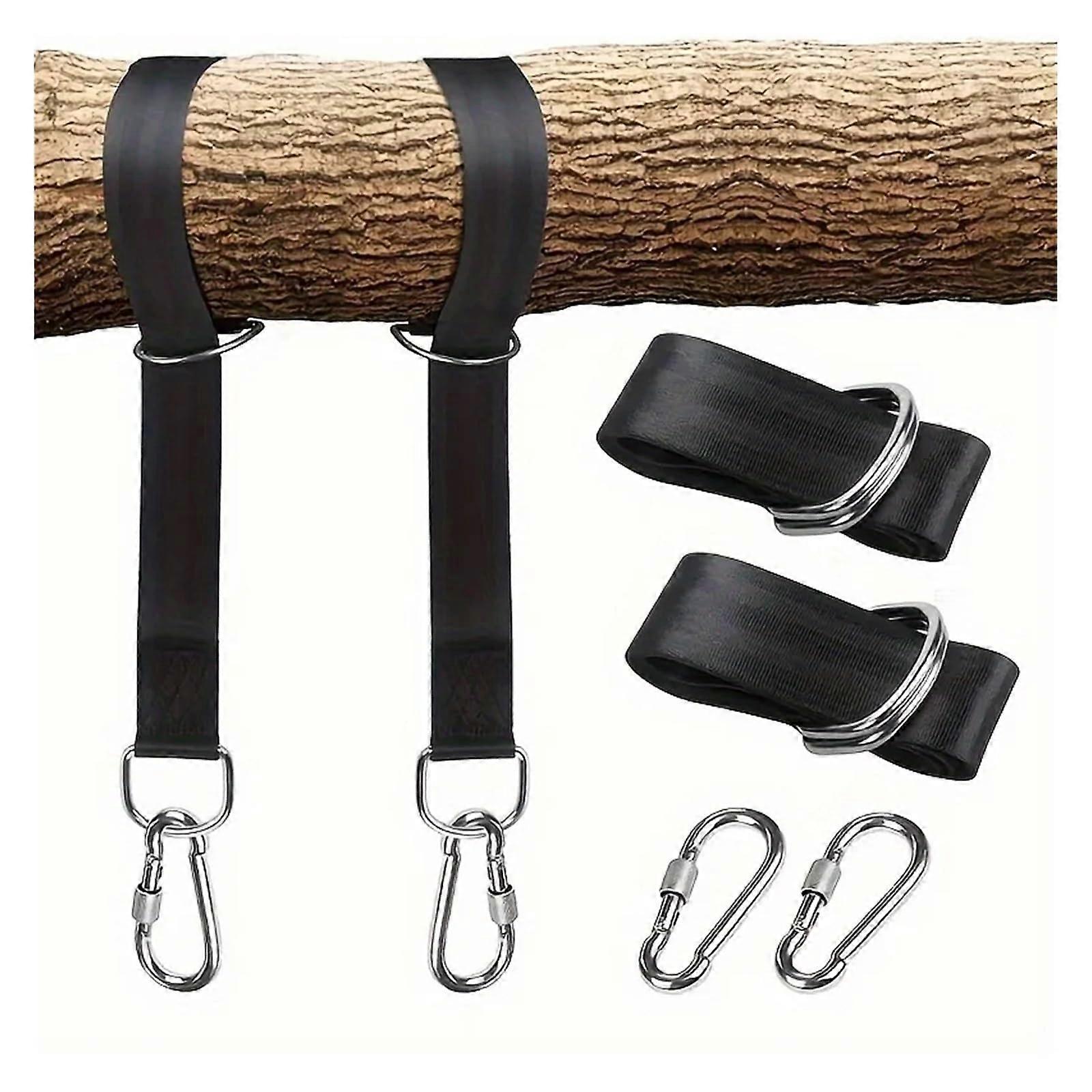 Heavy Duty Tree Swing Straps with Steel Hooks, Weatherproof Hammock Hanging Kit for Camping