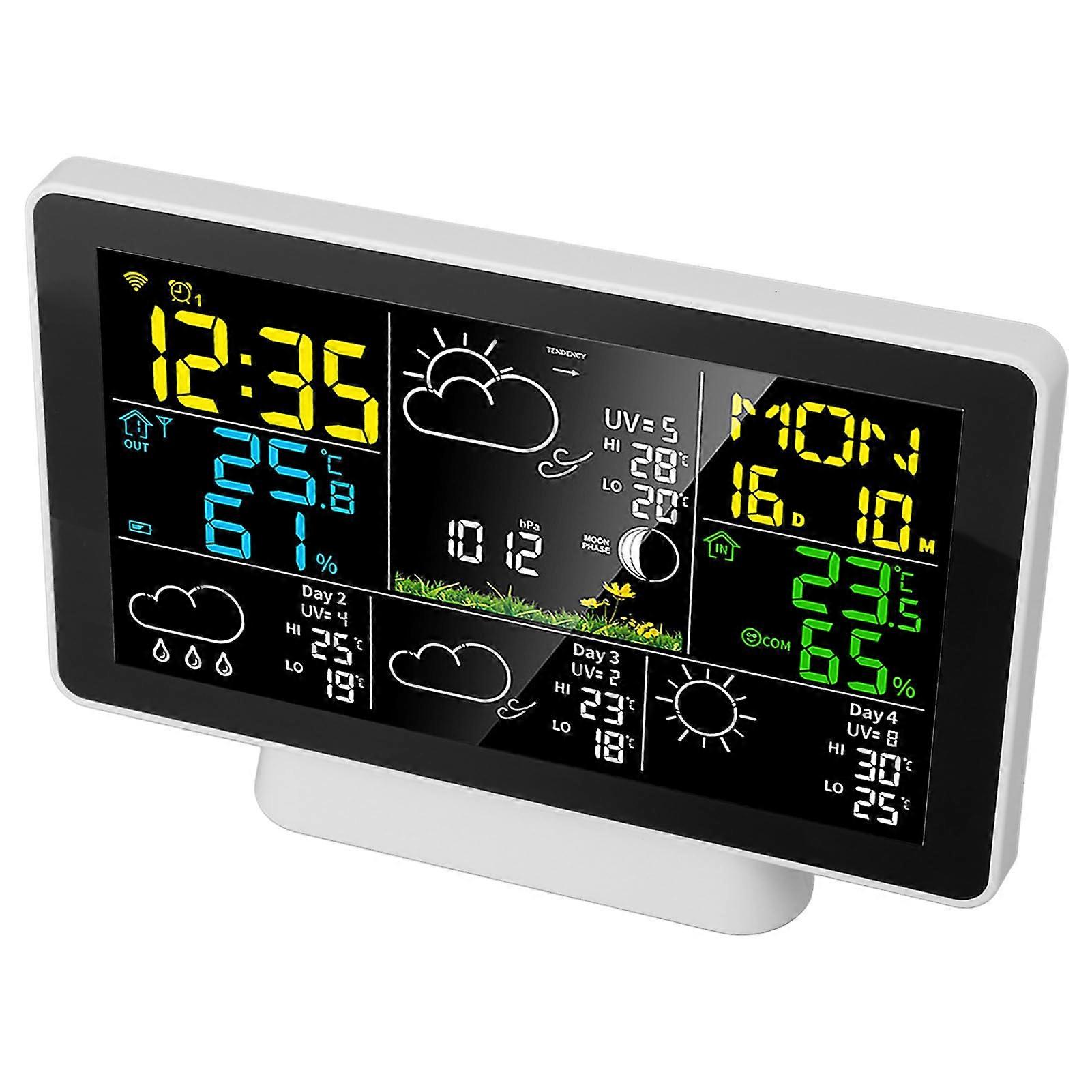 Smart Weather Station Clock 7.5inch Color Display with App Indoor Outdoor Multiple Sensors US Plug