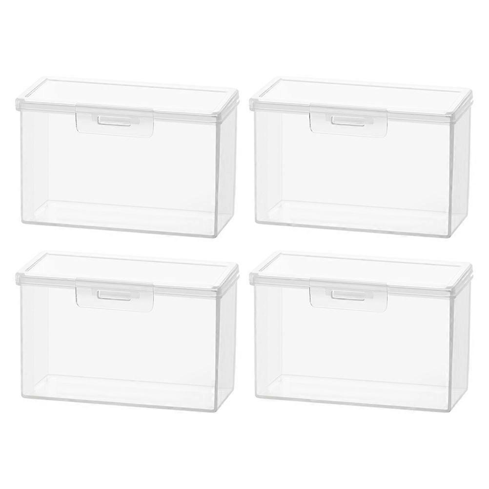 Transparent Id Card Storage Box with Lid 4Pcs Multi-Use Organizer Case