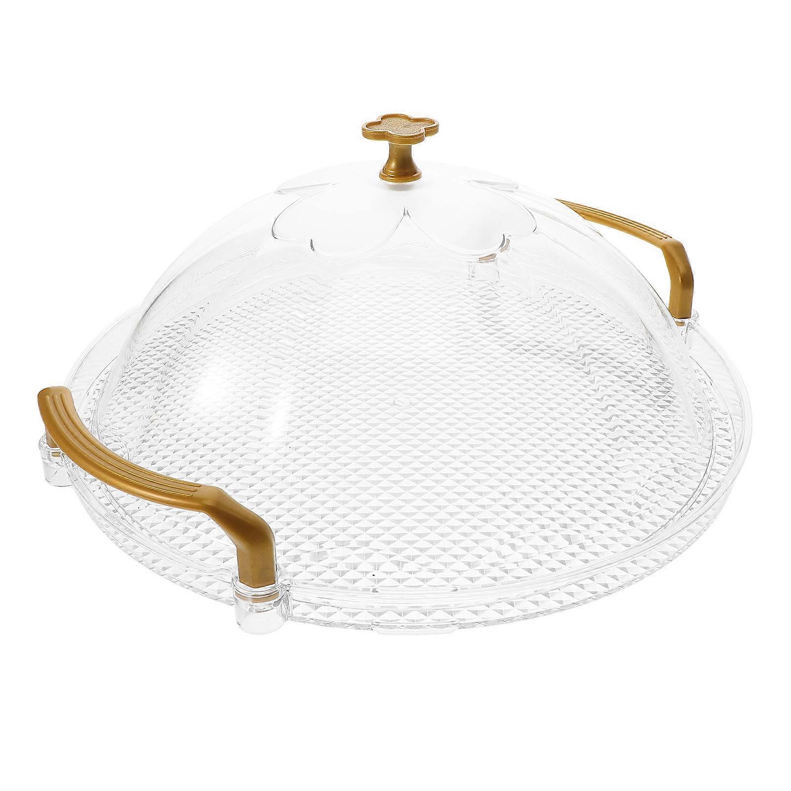 Plastic Tea Tray Round Tray for Home Serving with Lid Transparent
