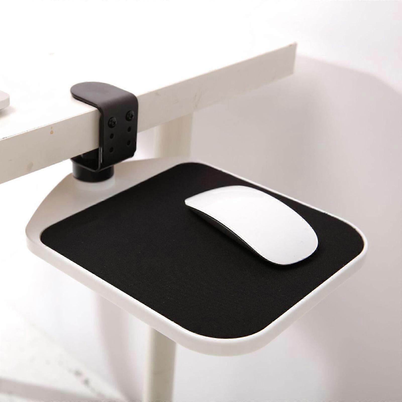Adjustable Computer Mouse Pad Clip on Desktop 360 Rotatable Mouse Tray Table Mount Mouse Platform Clamp on under Desk for Work