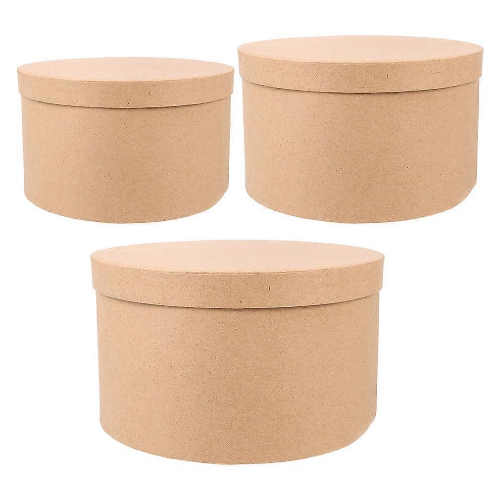 Kraft Paper Round Cardboard Boxes for Storing 3Pcs Durable Nesting Present Boxes