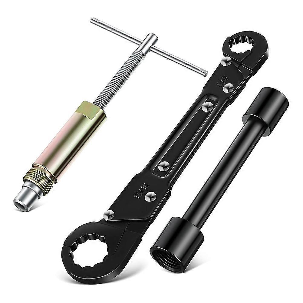 3-In-1 Plumbing Tool Angle Stop Wrench Set with Compression Socket Puller Tool, Water Pipe Wrench for Installing Angle