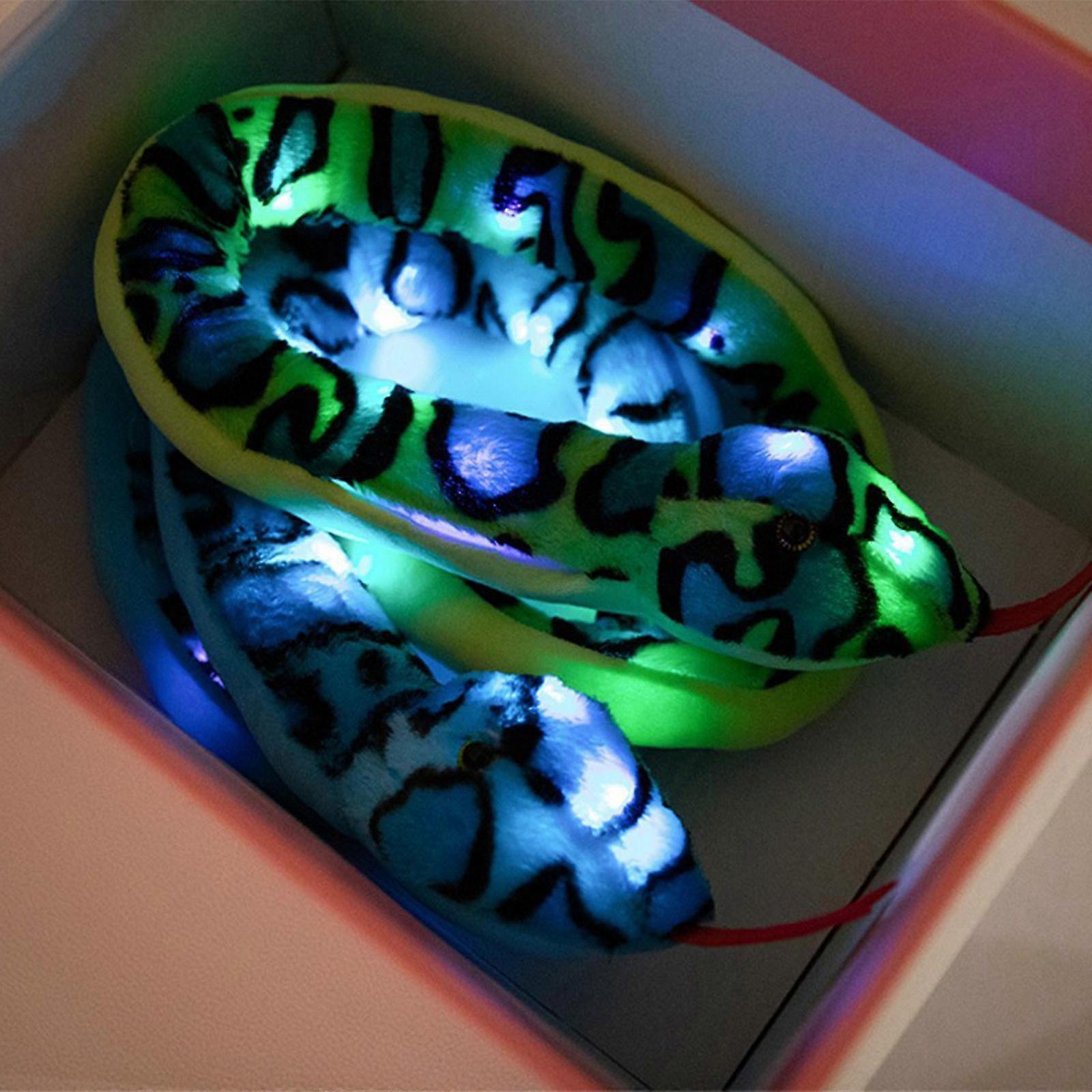 LED Light Up Snake Plush Toy Soft And Safe Glowing In The Dark Snake Dolls For Children And Party Fun Party Supply  Blue