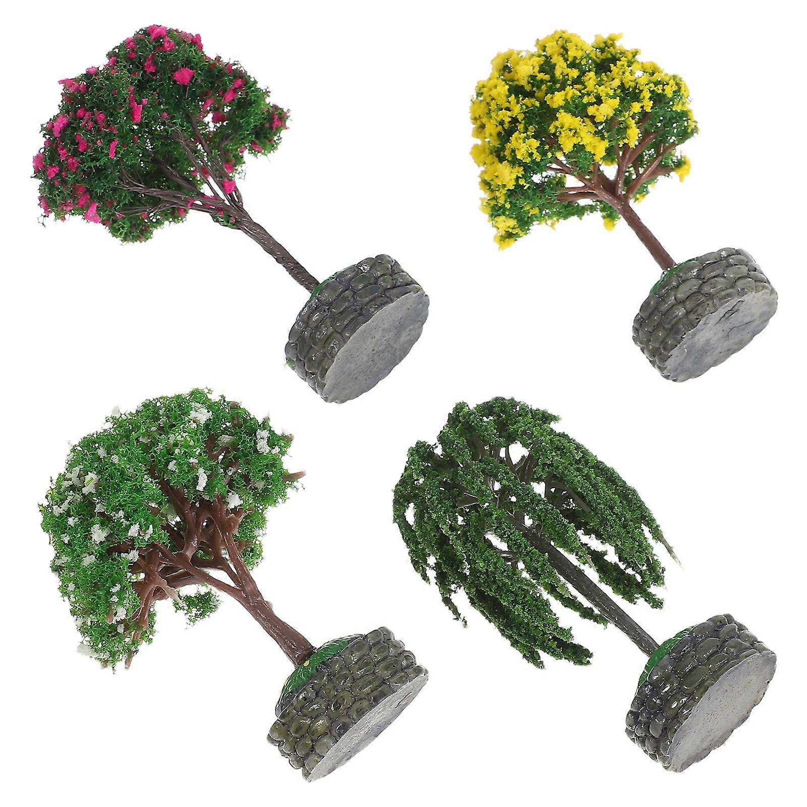 Diorama Micro Miniature Garden Tree Accessories for Landscape 4Pcs Set