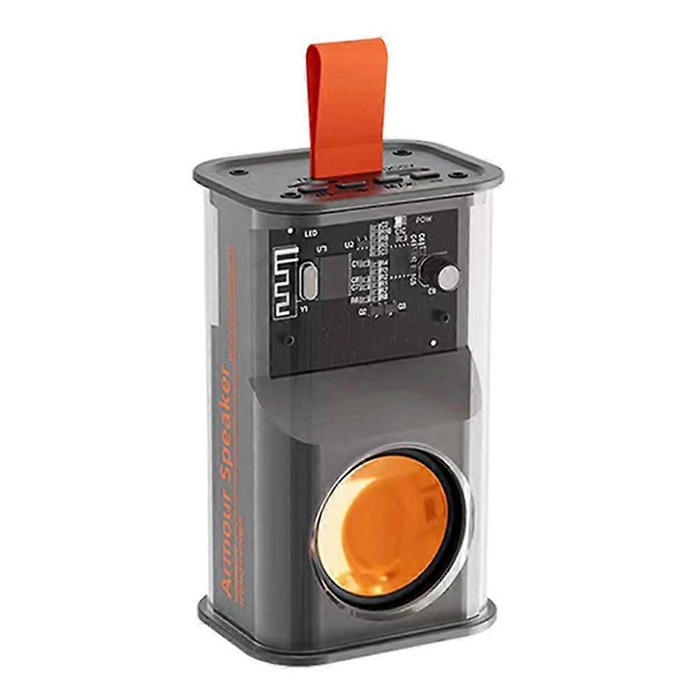 Small Mecha Bluetooth Speaker Outdoor Home Speaker Transparent Subwoofer Portable Easy Install Easy To Use Black