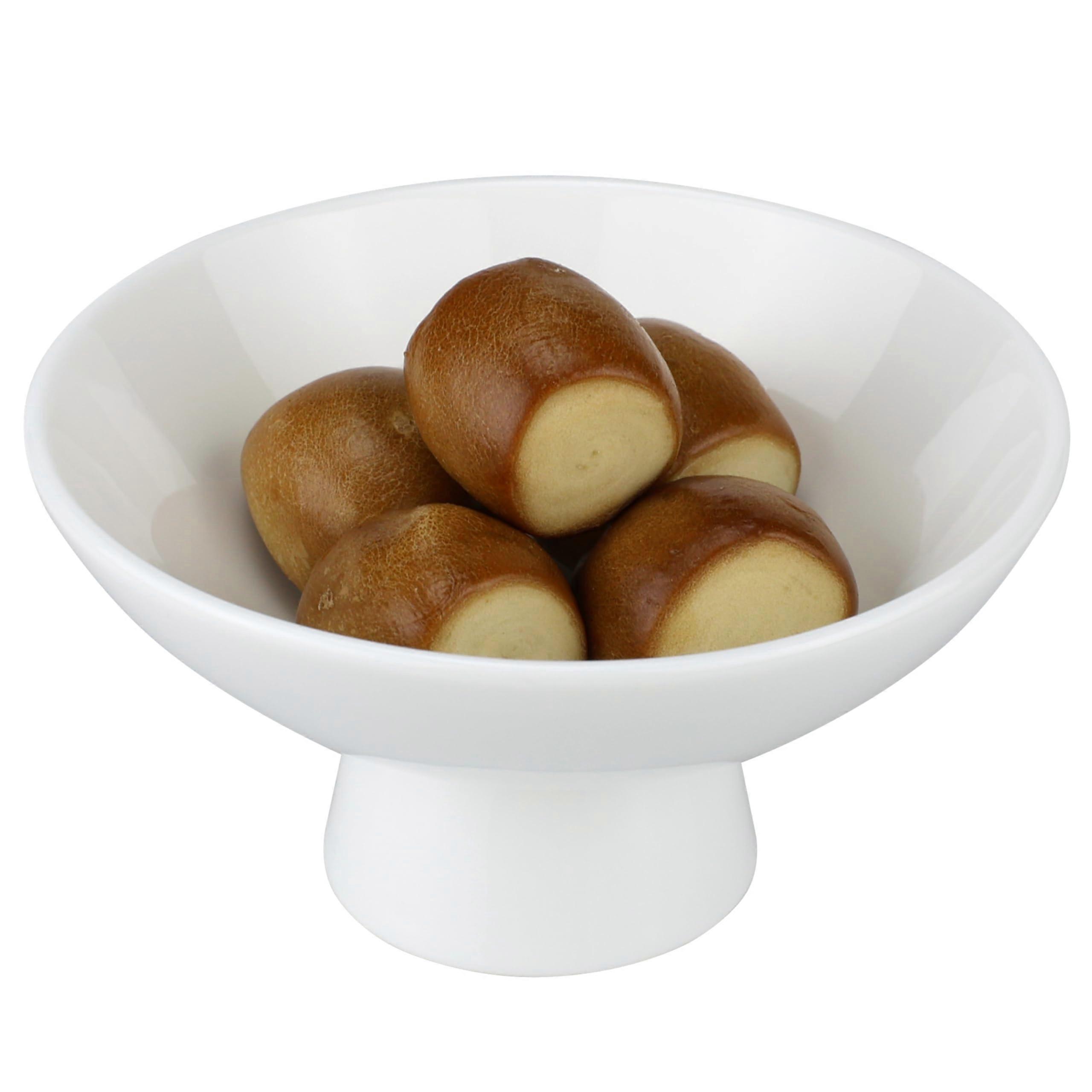 Elegant White Ceramic Dessert Bowls with Footed Base for Ice Cream Fruit Pudding Snacks Microwave Safe