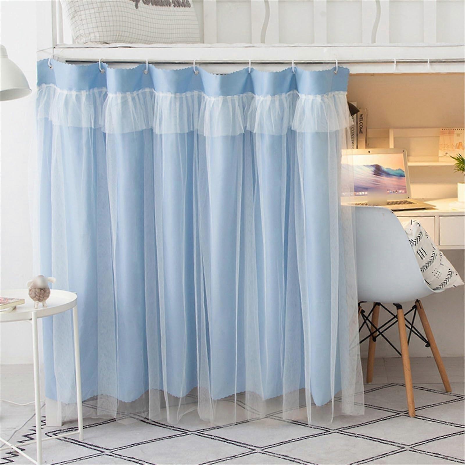 Bunk Bed Curtains Blackout Privacy Protection for Dormitory Easy Installation 1.2M Blue Set of 2