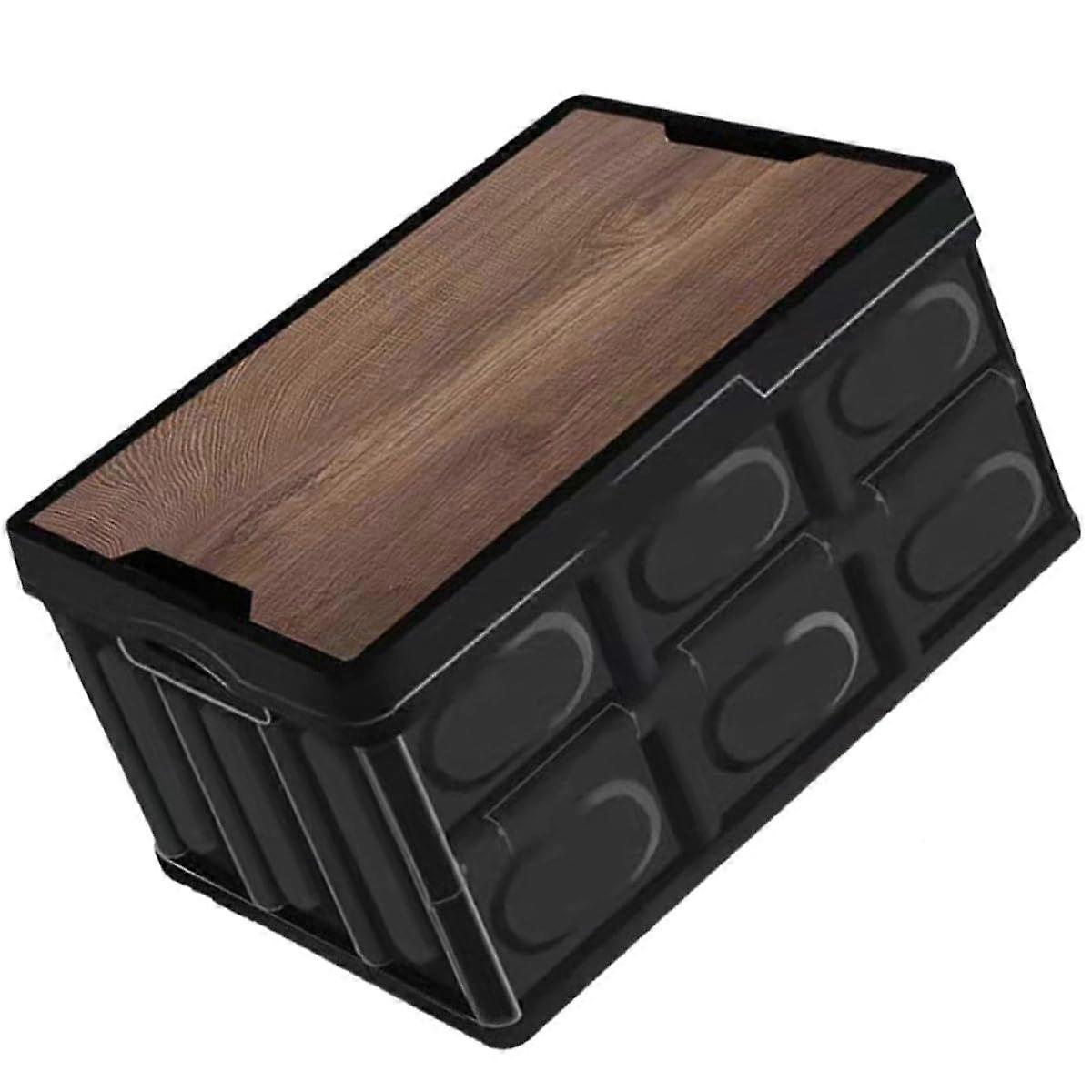 Storage Bin with Lid Foldable Plastic Clothes Organizer 38.5x27x21cm for Home and Camping