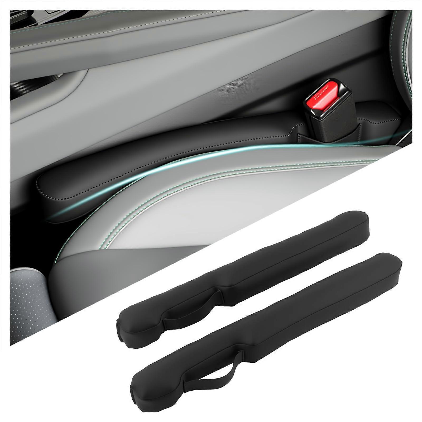 2PCS Leather Car Seat Gap Filler with Fixing Ring, Prevent Item Dropping, Keeps Car Organized