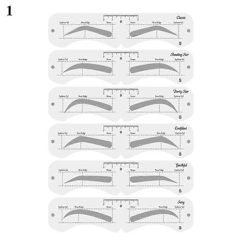 6Pcs Reusable Eyebrow Stencil Set One-Pieces Eyebrow Shape Guide Ruler Set Grooming Template Card Makeup Tools Eyebrow Stencil