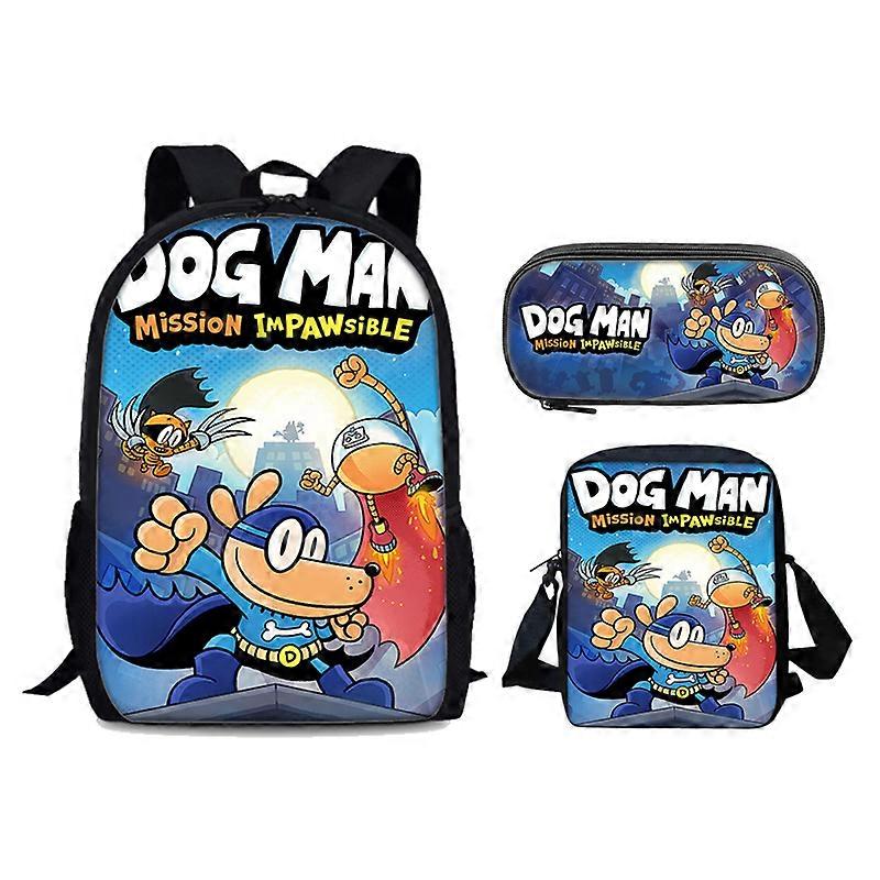 Dog Man 3pcs Set Backpack School Bags Anime Shoulder Bag Pencil Case Camping Book Bags for Boys Girls Best Gift