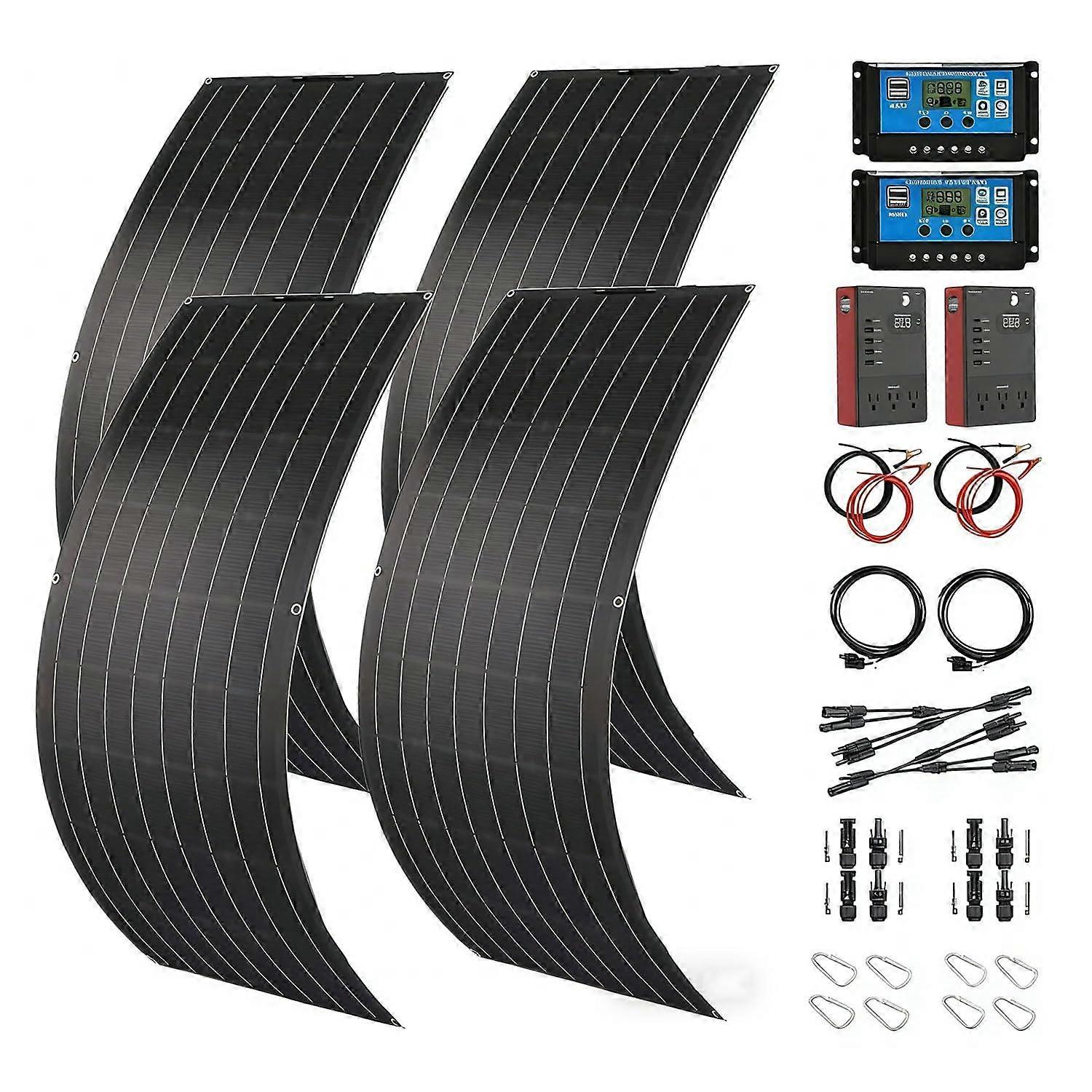 2000W Flexible Solar Panel Kit with Inverter and 40A Controller, 4x500W for RV Boat Off Grid
