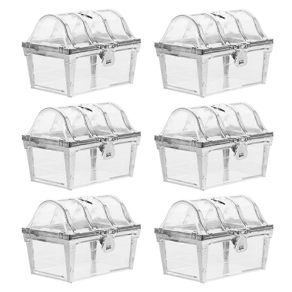 Treasure Chest Candy Boxes for Wedding Favor 6Pcs Silver Plastic Candy Storage
