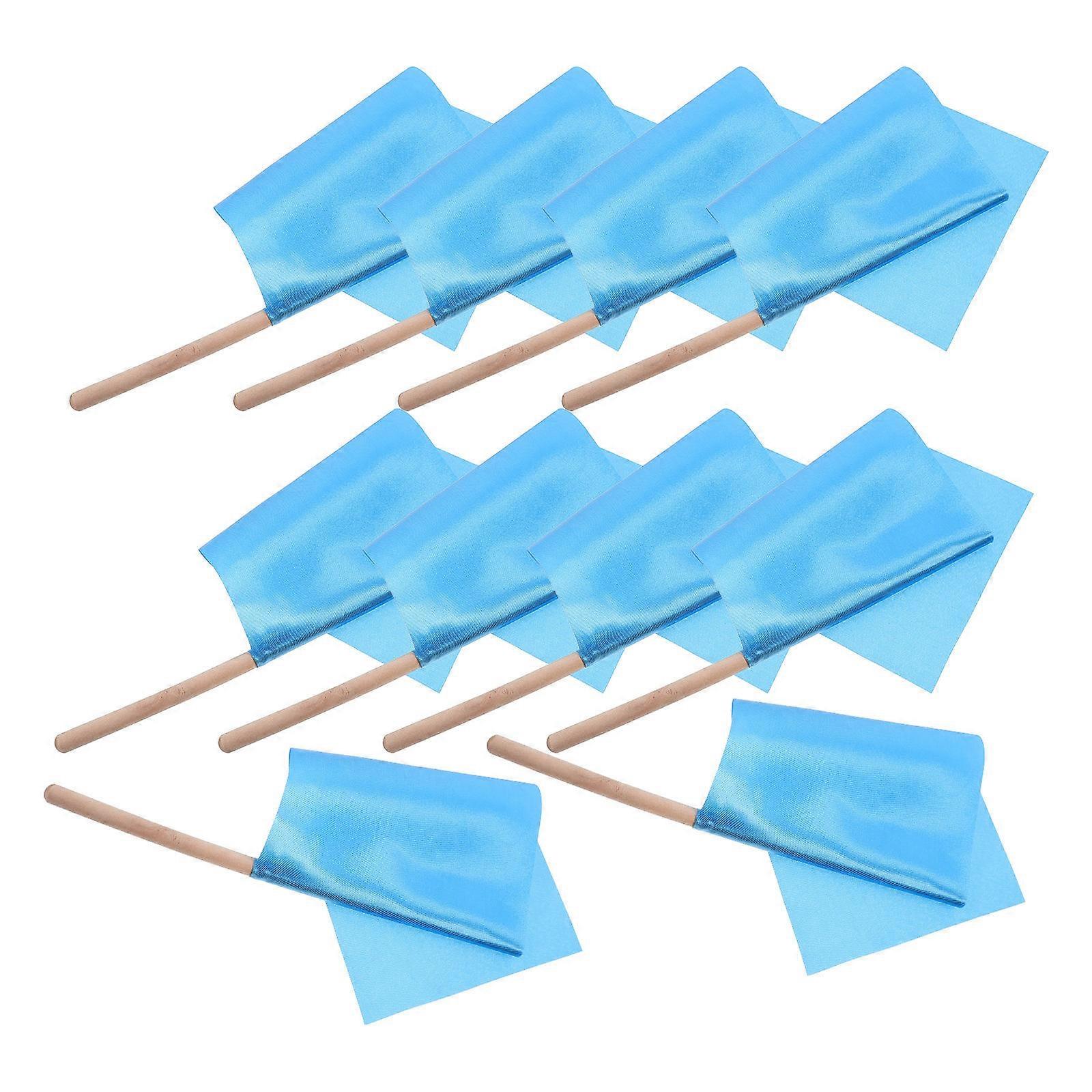 Small Solid Color Flags Celebration Waving Flags Hand Held 10Pcs Blue Party Decorations