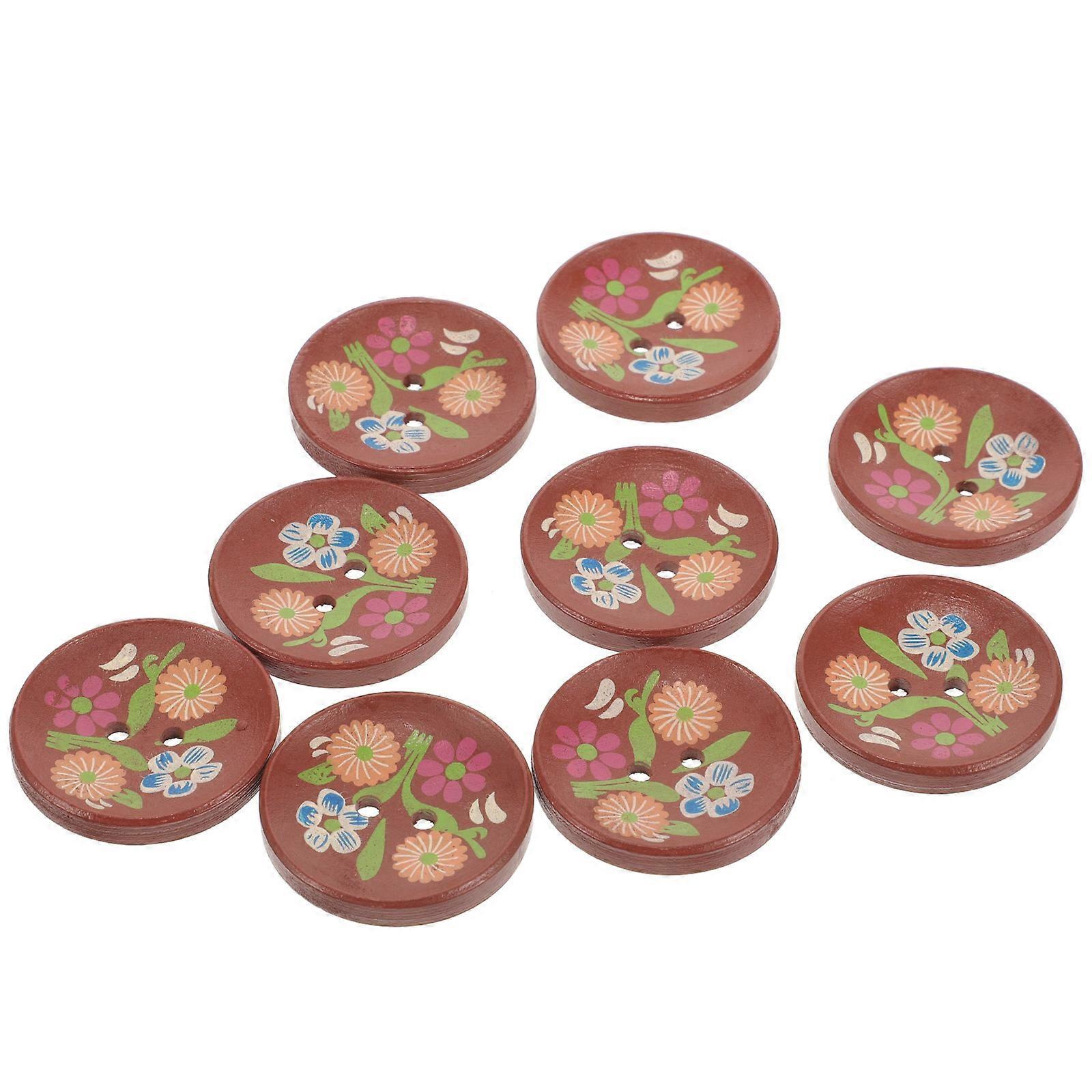 Wood Button DIY Button for Clothes 10Pcs Sewing Coat Buttons Assorted Color