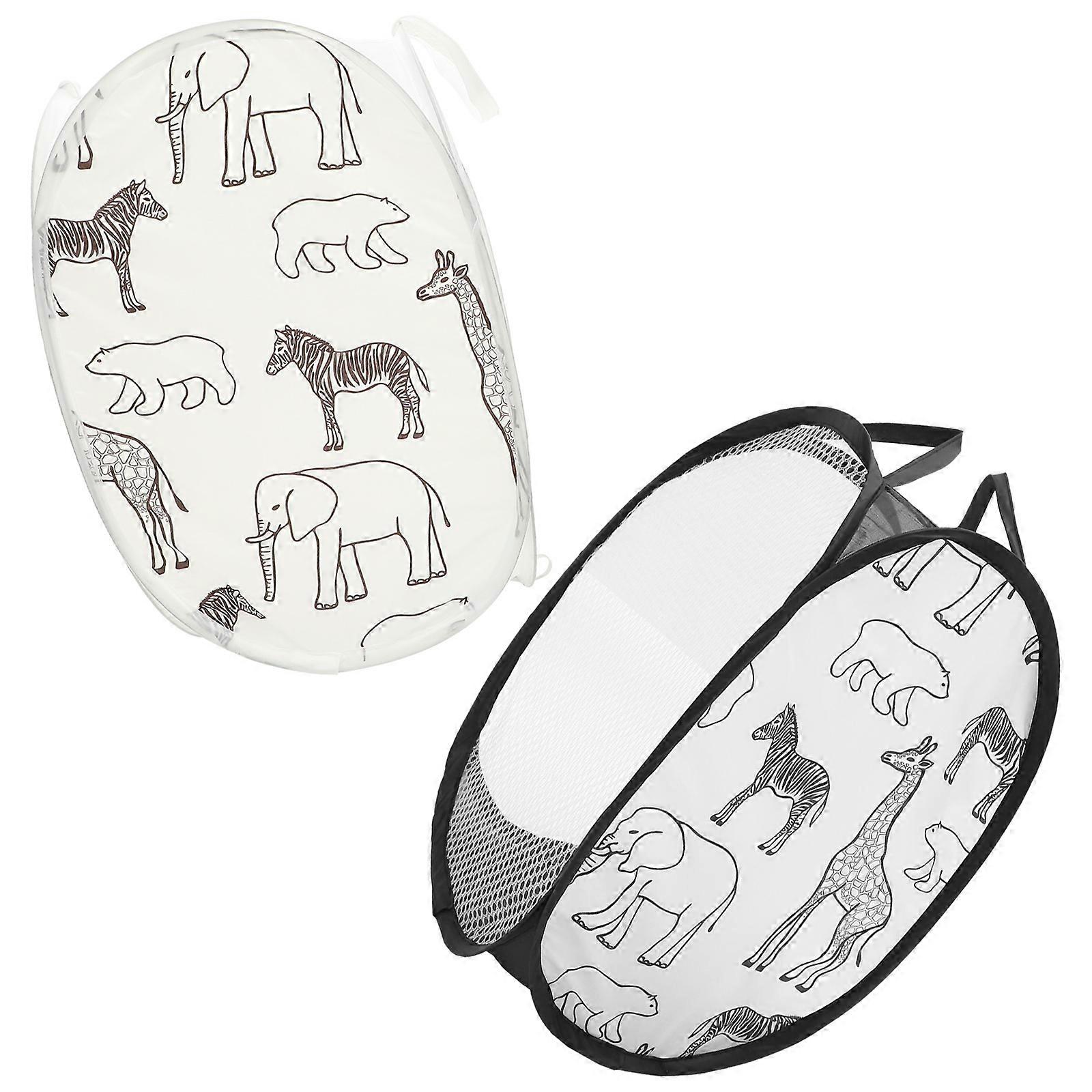 Foldable Laundry Basket Mesh Hamper for Clothes 4Pcs Cartoon Pattern