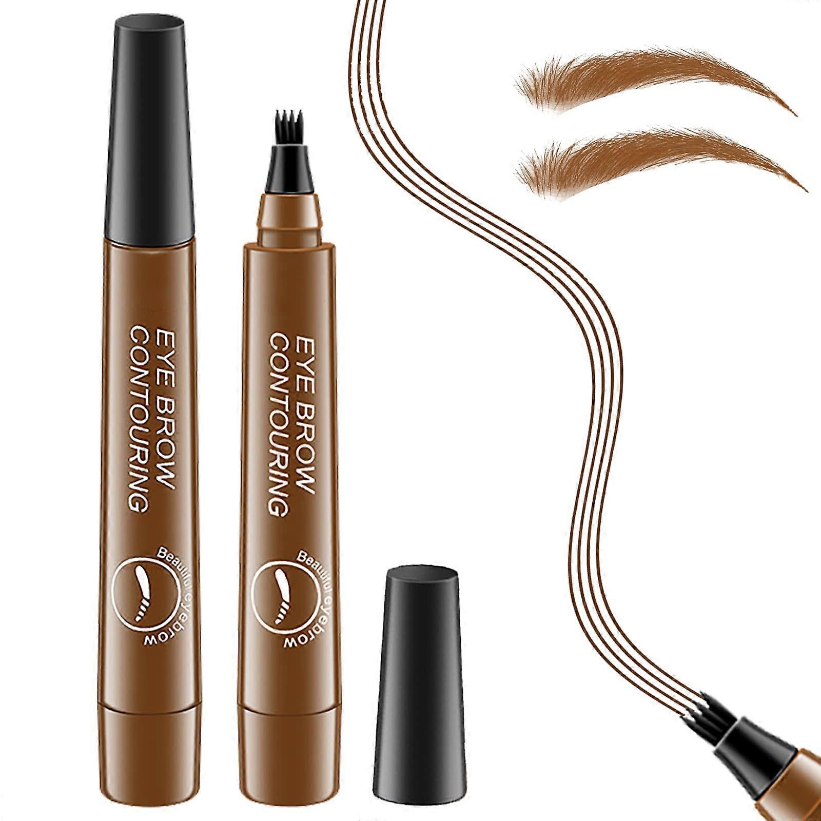 Waterproof Microblading Eyebrow Pencil with 4 Points for Natural Brows Smudge Proof Easy Control
