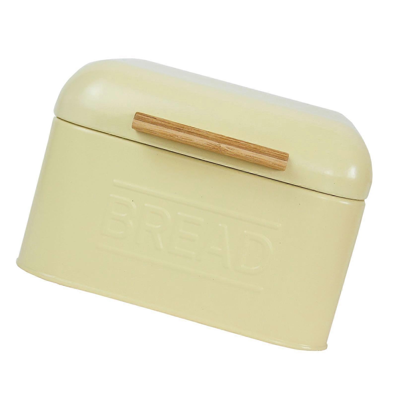Large Metal Bread Box for Kitchen Counter, Retro Flip Bread Storage Container, Light Yellow