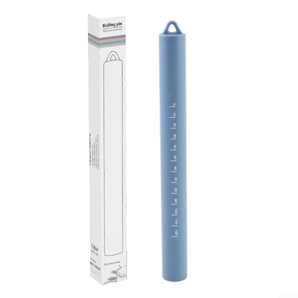 Silicone Rolling Pin 26.4cm Nonstick Baking Roller with Ergonomic Grip Dishwasher Safe Blue