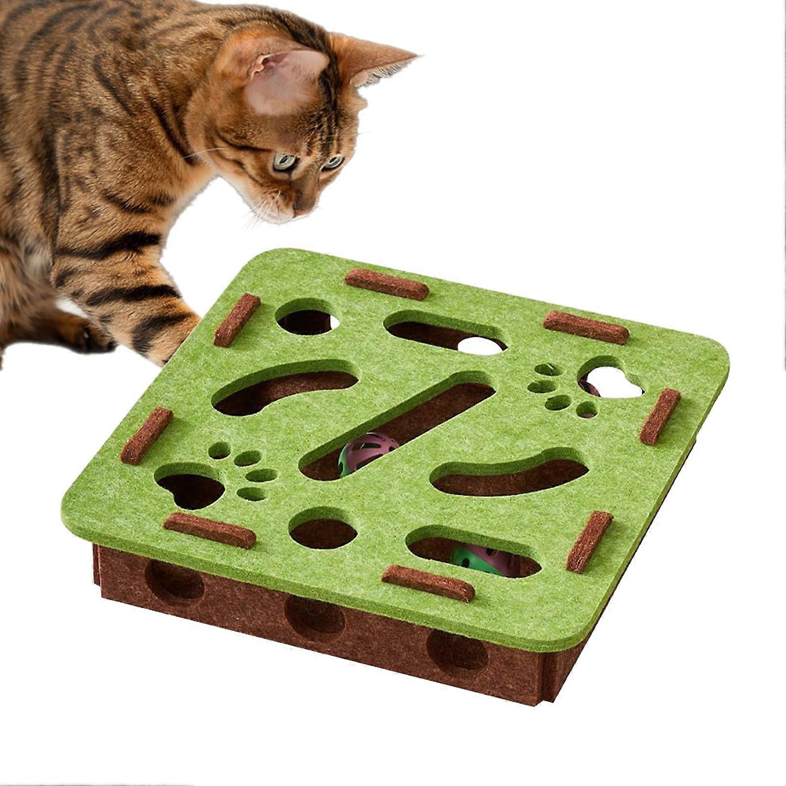 Cat Puzzle Feeder for Indoor Cats  Interactive  Toy with Adjustable Dispensing and Easy Clean