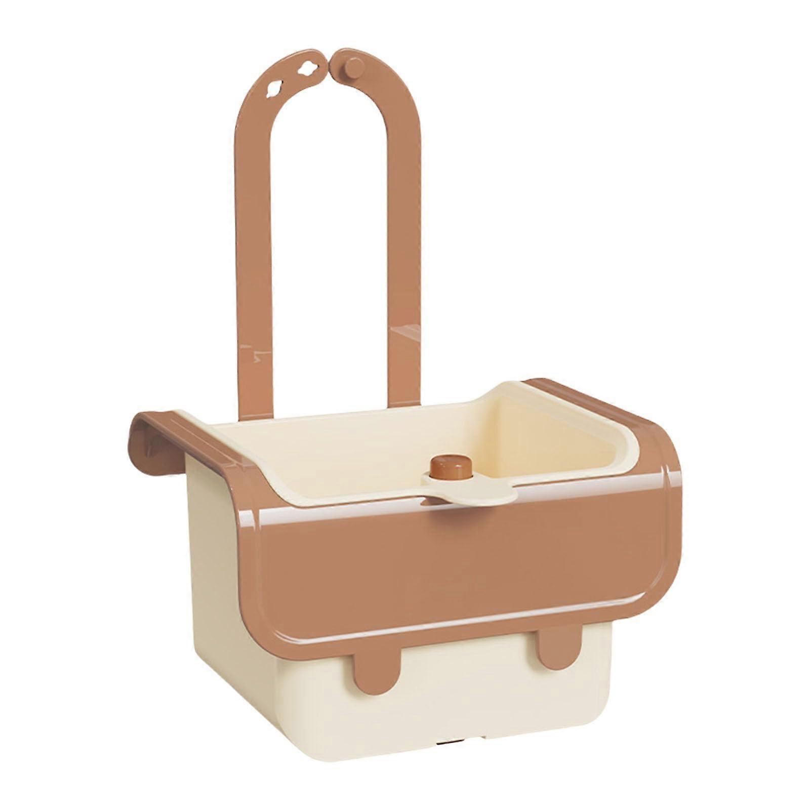 Sink Drain Basket with Bottom Release Filter, Kitchen Hanging Strainer for Vegetables, Khaki